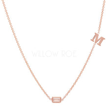 Load image into Gallery viewer, KYOMI BAGUETTE INITIAL NECKLACE