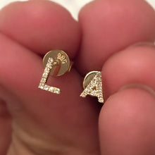 Load image into Gallery viewer, TEENY DIAMOND LETTER STUD EARRING