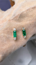 Load image into Gallery viewer, ESMERALDA GREEN EMERALD DIAMOND STUDS