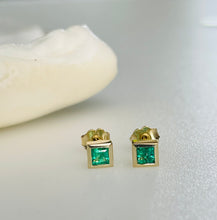 Load image into Gallery viewer, OOAK- GREEN EMERALD PRINCESS STUDS