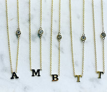 Load image into Gallery viewer, COLLANA GOLD LETTER DIAMOND BEZEL NECKLACE