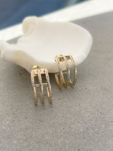 Load image into Gallery viewer, CLEO TRIPLE ROW DIAMOND HUGGIE EARRINGS