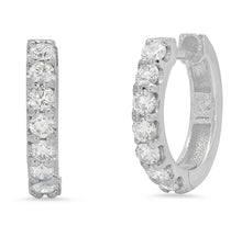 Load image into Gallery viewer, AVA DIAMOND HUGGIE HOOP EARRINGS