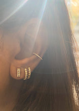 Load image into Gallery viewer, AVA DIAMOND HUGGIE HOOP EARRINGS