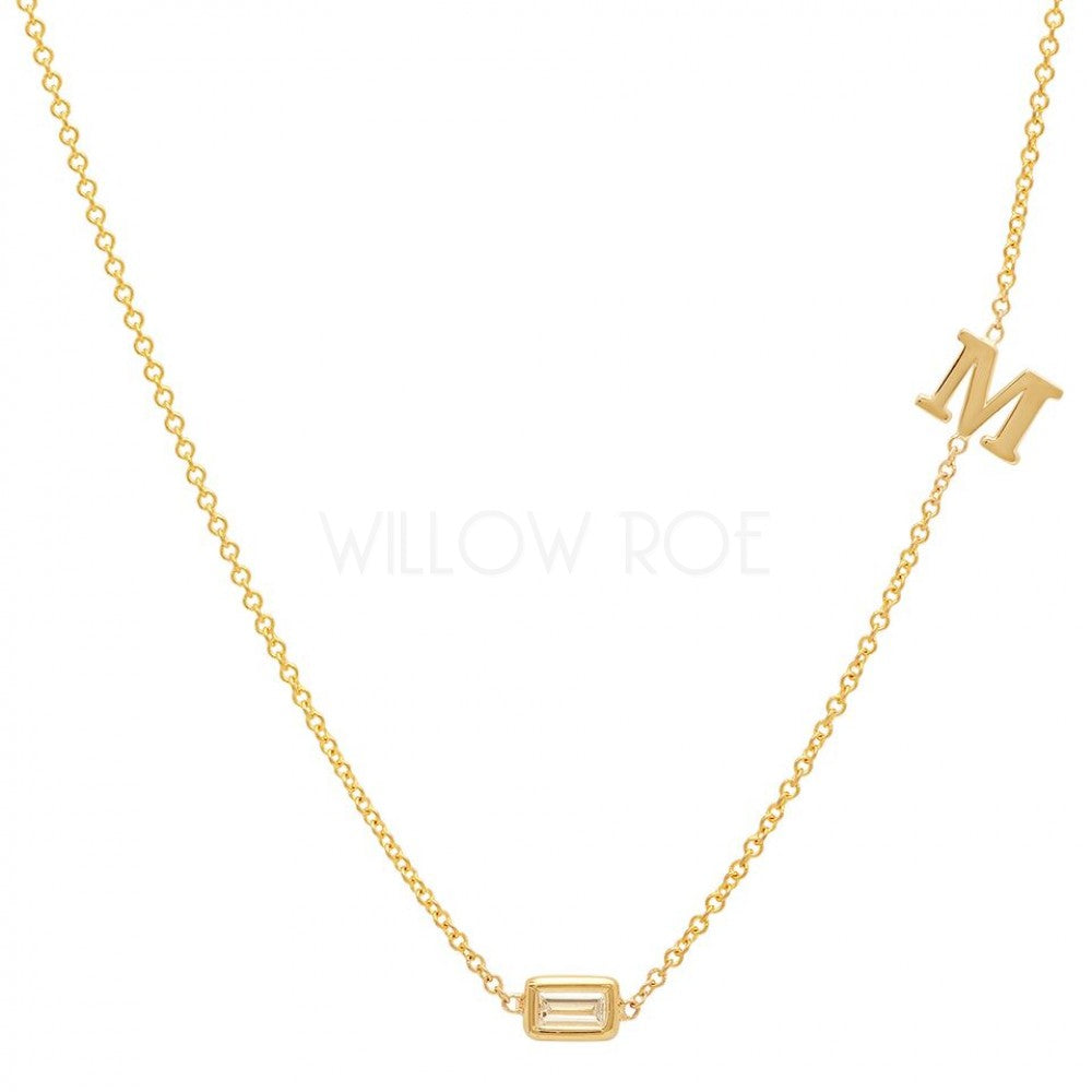 KYOMI BAGUETTE INITIAL NECKLACE