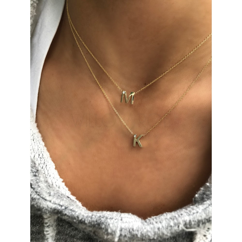 TRIXIE DIAMOND DOT INITIAL NECKLACE