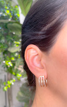 Load image into Gallery viewer, CLEO TRIPLE ROW DIAMOND HUGGIE EARRINGS
