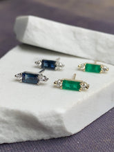 Load image into Gallery viewer, ESMERALDA GREEN EMERALD DIAMOND STUDS
